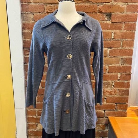 CMC Color Me Cotton Grey Button Up Sweater - Picture 1 of 2